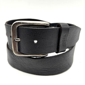 Vintage 00s Fossil Joe Black Genuine Full Grain Leather Belt Men's 33-37"